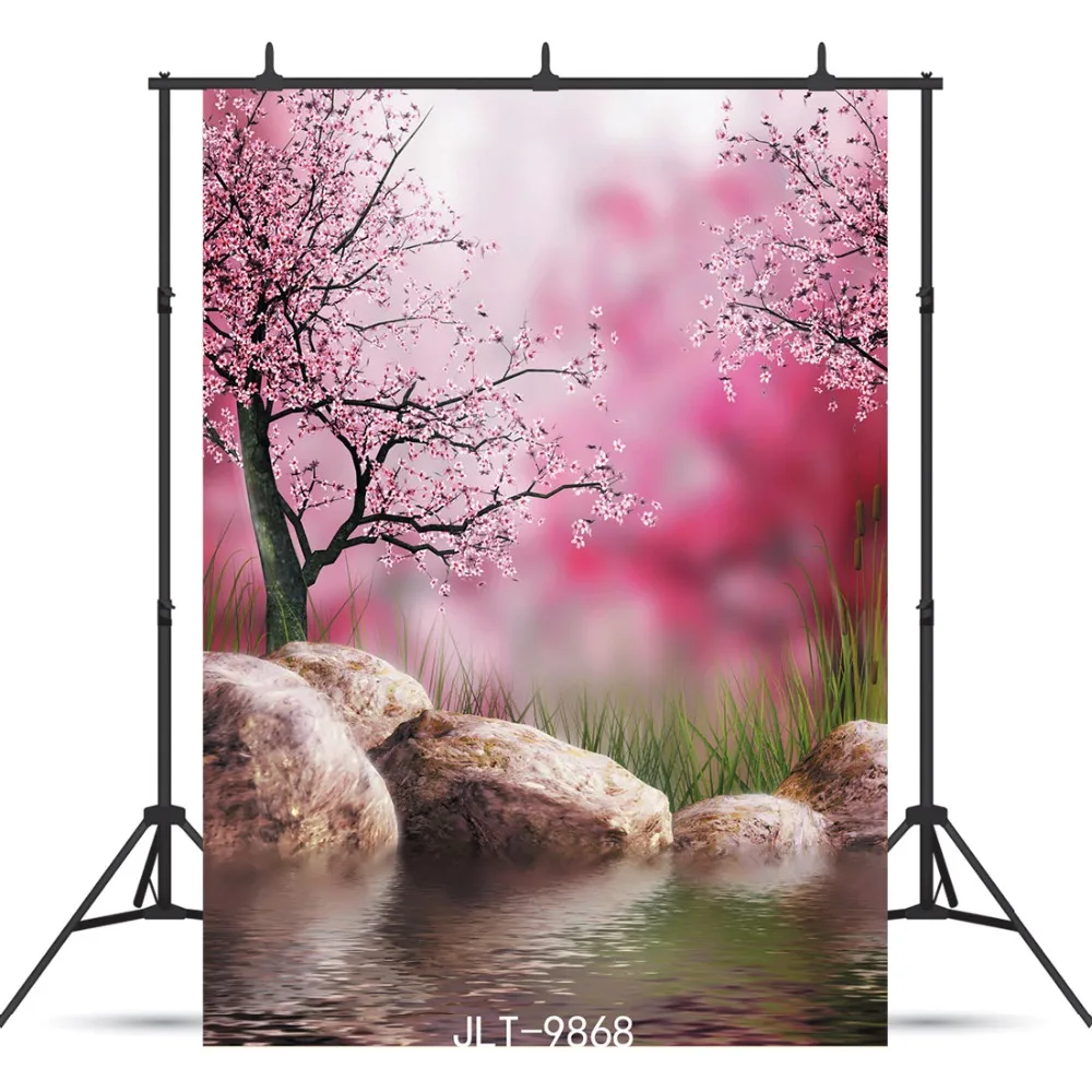 Виниловый фон для фотосъемки с природными пейзажами, красным деревом, озером, камнем для детского душа, Фотостудия