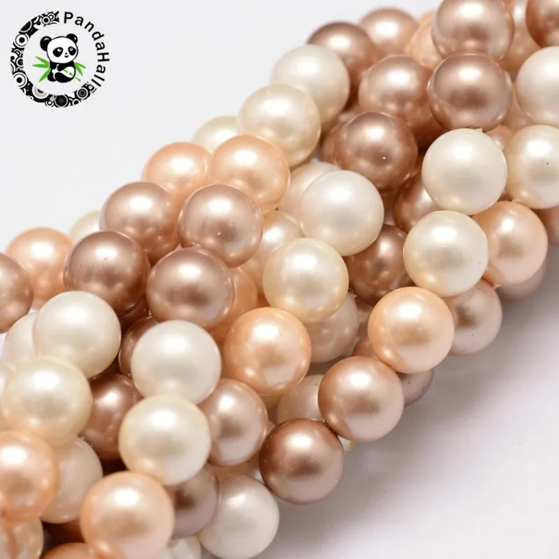 8mm Round Shell Pearl Bead Strands for Bracelets Earrings Necklaces Making Grade A Colorful Hole: 1mm; about 54pcs/strand, 16\