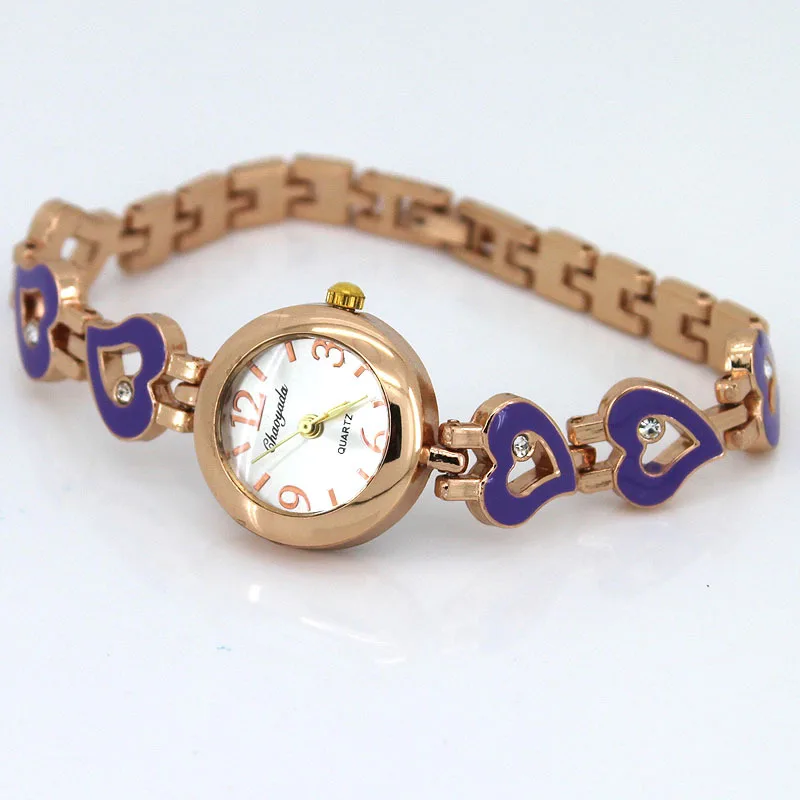 브랜드 럭셔리 인기 패션 심장 보석 팔찌 여성 아날로그 스테인레스 스틸 손목 시계 O34 여성 선물, 인기 제품