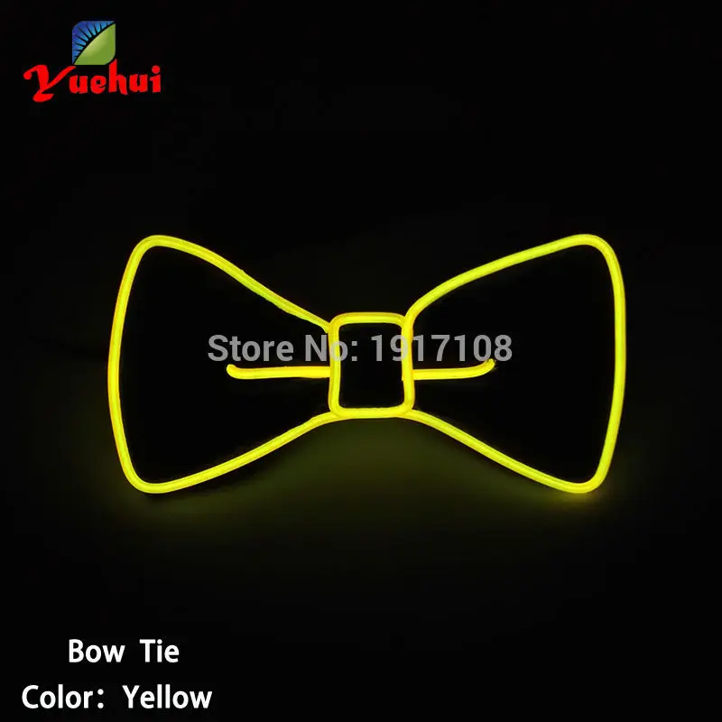 Hot sales 10 Color Select Flashing Glowing LED Bow tie EL wire Bowtie For Wedding Dance Christmas Party Decoration by DC-3V