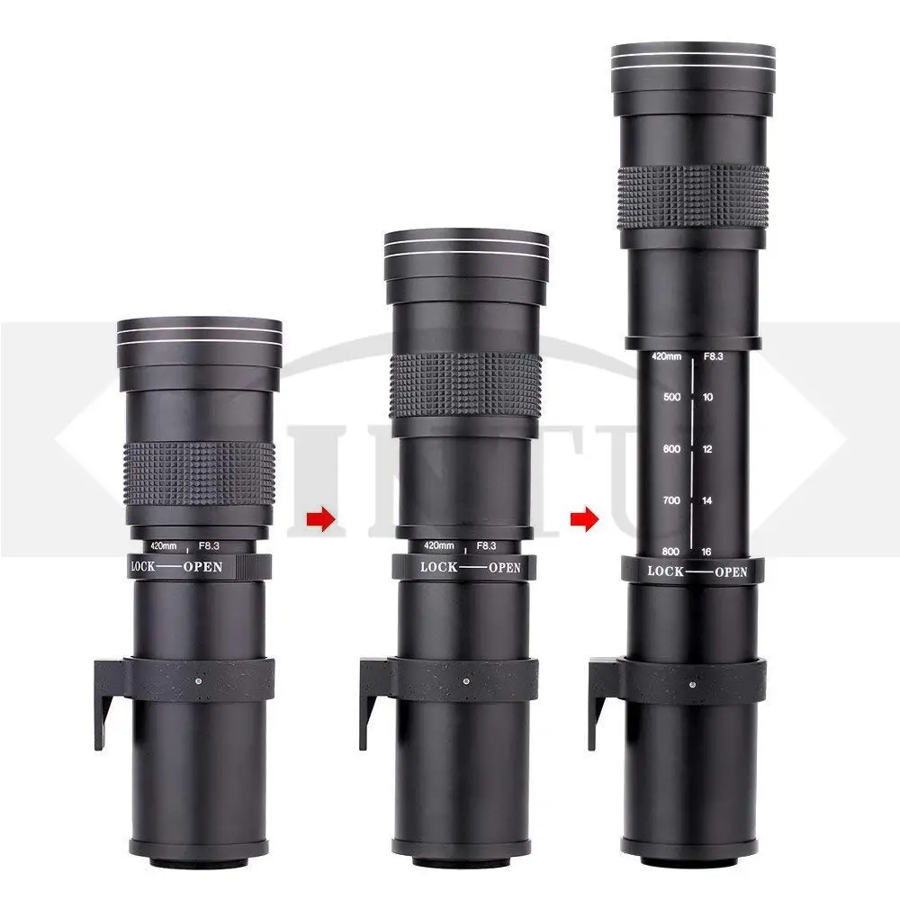 JINTU 420-800mm F/8.3-16 Manual HD Telephoto Zoom Lens for Nikon DSLR Camera D3100 D3200 D3300 D3400 D5100 D5200 D5600 D5300 D90