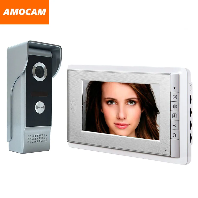 

7 Inch Video Door Phone Doorbell Intercom System Video DoorBell Video Doorphone Kit Aluminium alloy night vision Camera