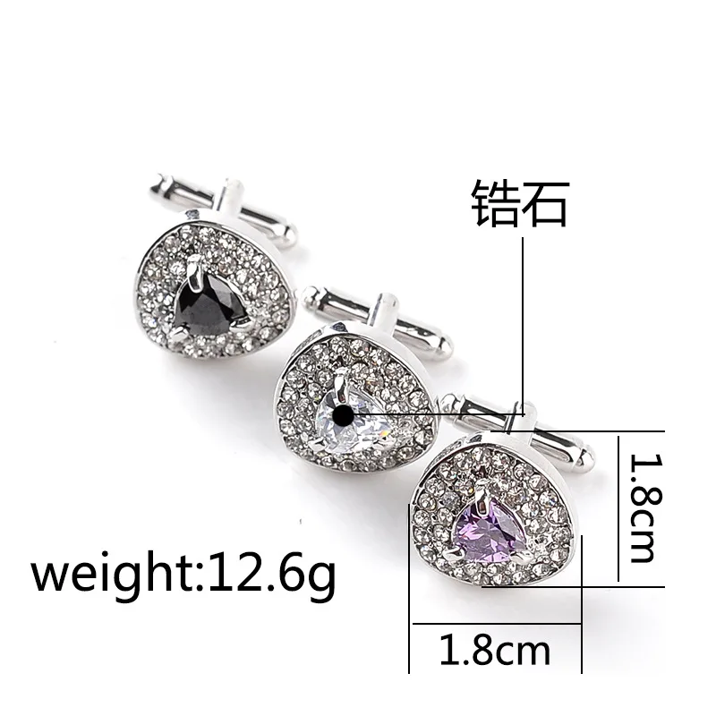 New Arrival Crystal Cufflinks 3 Colors Option Black Blue Red High Quality Luxury Rhinestone Design Hotsale Jewelry Cufflinks