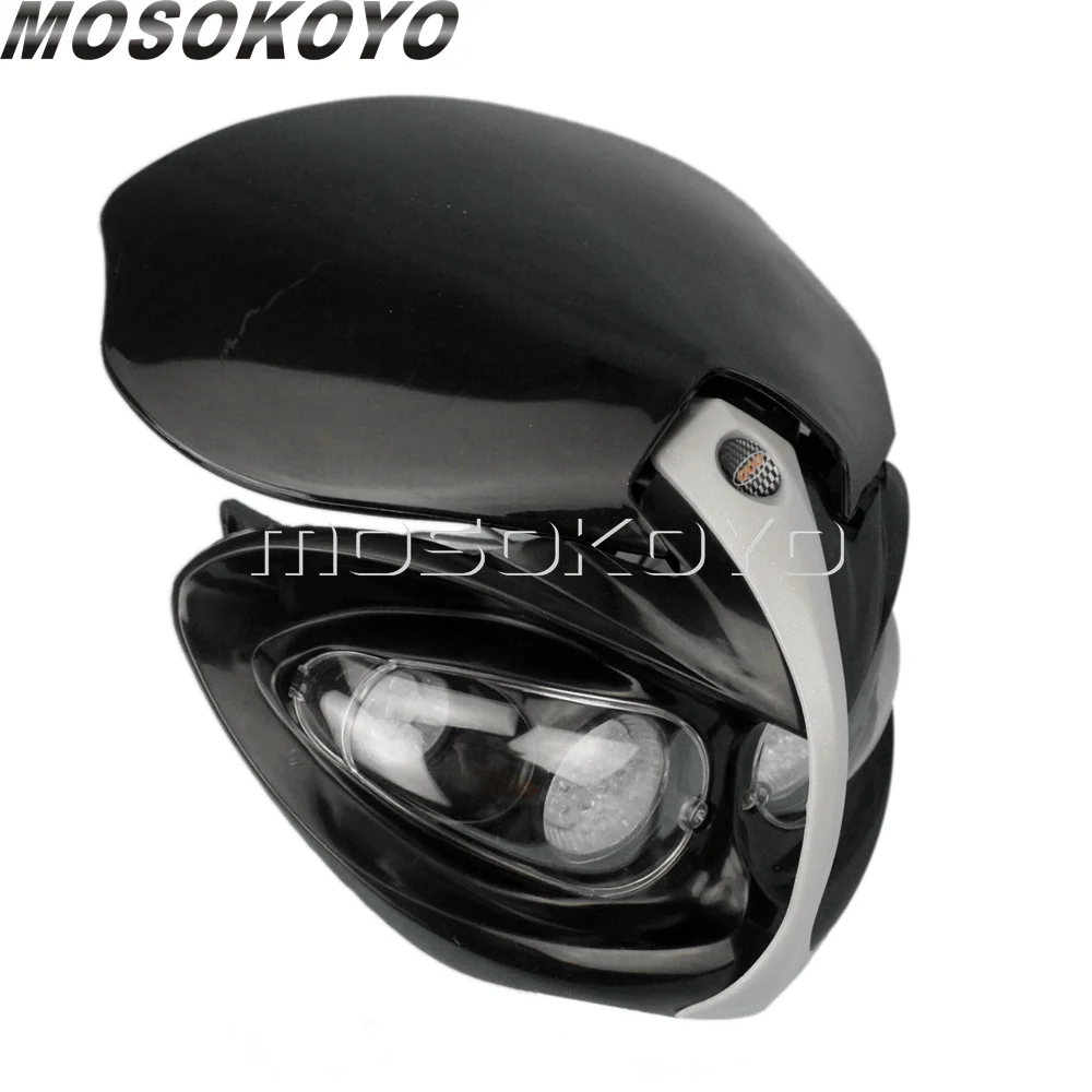 Universal Dirt Bike Motocross Headlight Supermoto Headlamp Headlight Fairing For Honda Suzuki Kawasaki Yamaha CBR FZ1 FZ8