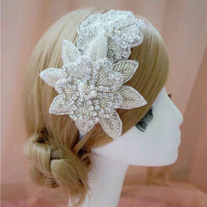 Luxo doce princesa noiva artesanal cristal diamante flor faixa de cabelo acessórios para o cabelo casamento coroa