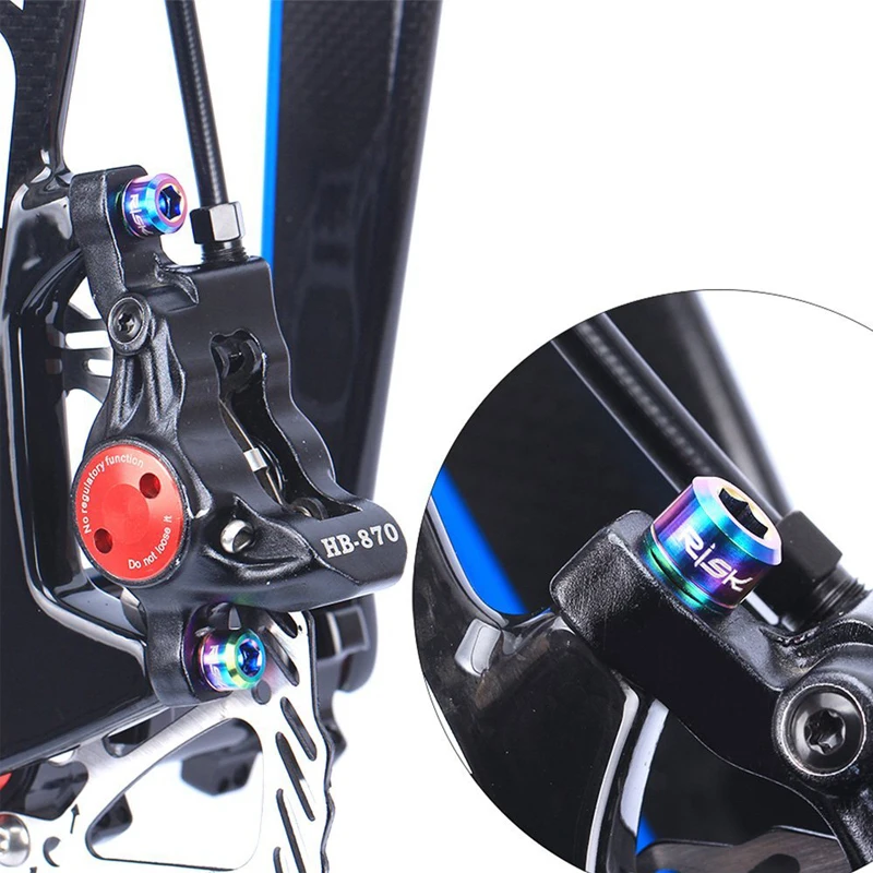 RISK 4Pcs/lot M6x18/20mm Titanium Ti CT4 Bolts Screws for MTB Bicycle Crank Disc Brake Caliper Headset Stem with Adaptor Washer
