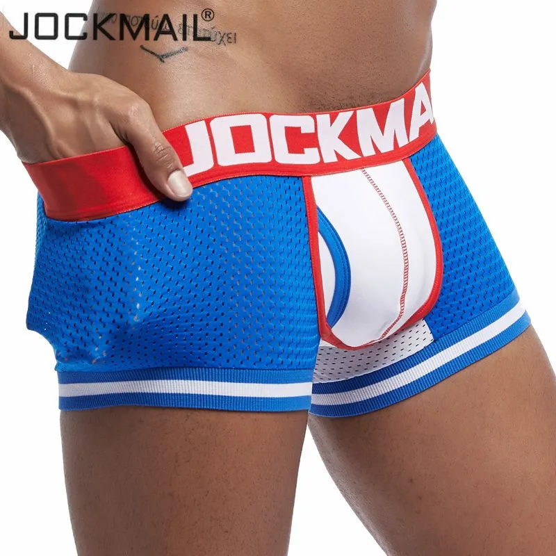 JOCKMAIL Brand New Underwear Men Boxer Mesh U Pouch Sexy Underpants Cueca Cotton Pants Trunks Boxer shorts Gay Male Panties