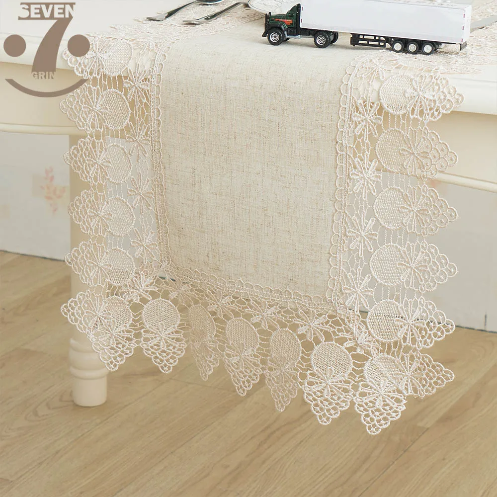 Home Decorative Creative Embroidered Tomato Pattern Border Linens Vintage Style Table Runner Cover For Cabinet Coffee Table