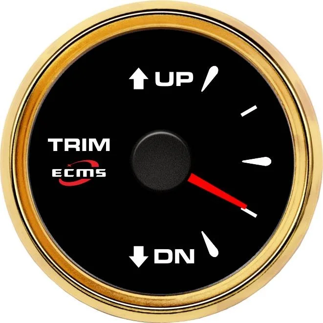 New Design Marine Boat Yacht Automotive Trim Gauge UP-DN 0-190 Ohms 9-32V 52mm 2 Inch 316L Gold Bezel Black Dial 802-00058