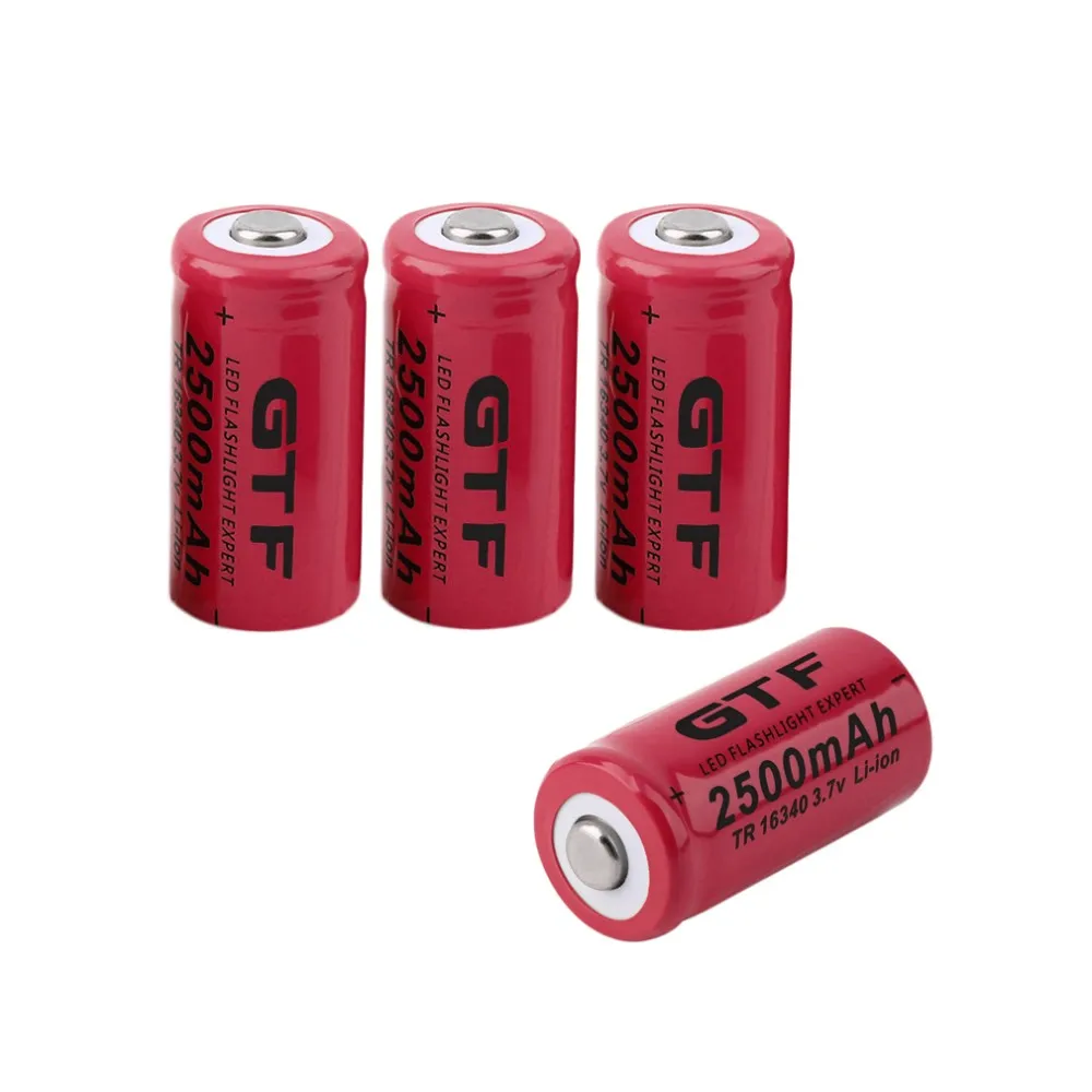 GTF 3.7V 2500mah 16340 Battery li-ion Rechargeable Battery for Flashlight rechargeable Battery Portable LED powerbank cr123a