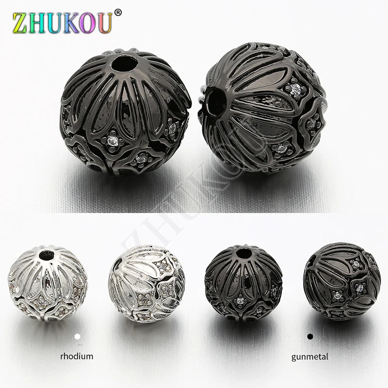 10mm Brass Cubic Zirconia Spacer Bead DIY Jewelry Bracelet Necklace Making, Hole: 1.4mm, Model: VZ35