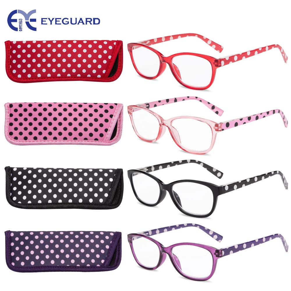 

EYEGUARD 4 Pairs Readers of Vintage Elegant Womens Reading Glasses with Beautiful Patterns Spring Hinge 1.0 1.5 2.0 2.5 3.0 3.5