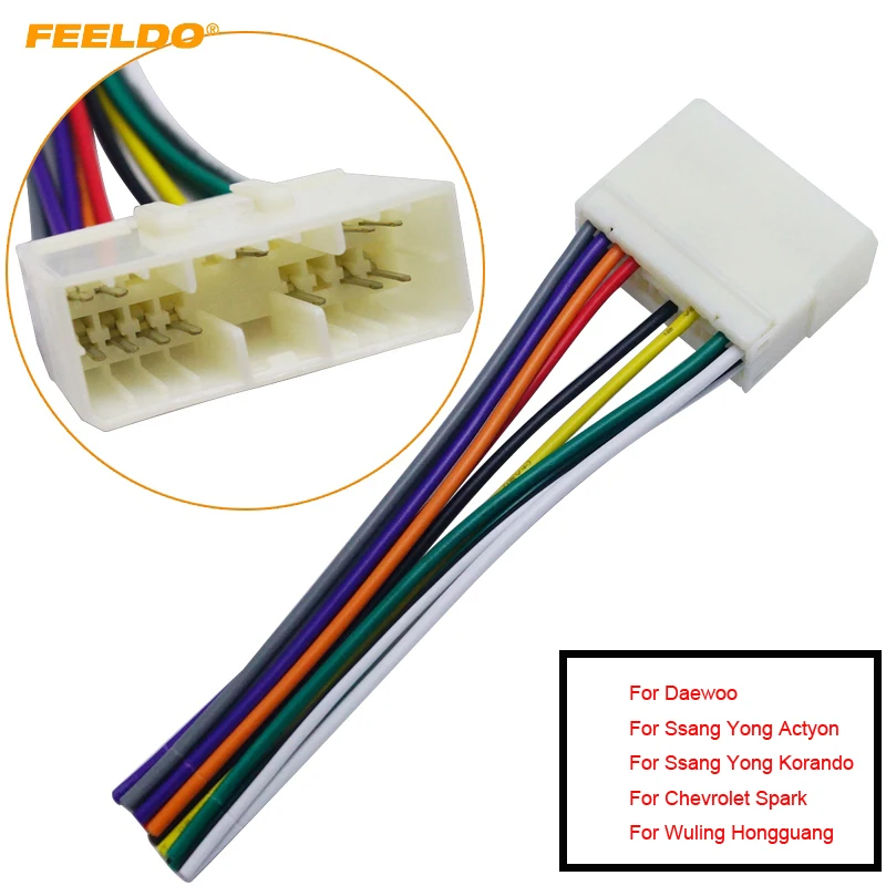 

FEELDO Car Audio Radio Stereo Wiring Harness Adapter For Daewoo/Actyon/Chevrolet Spark Install Aftermarket CD/DVD Stereo