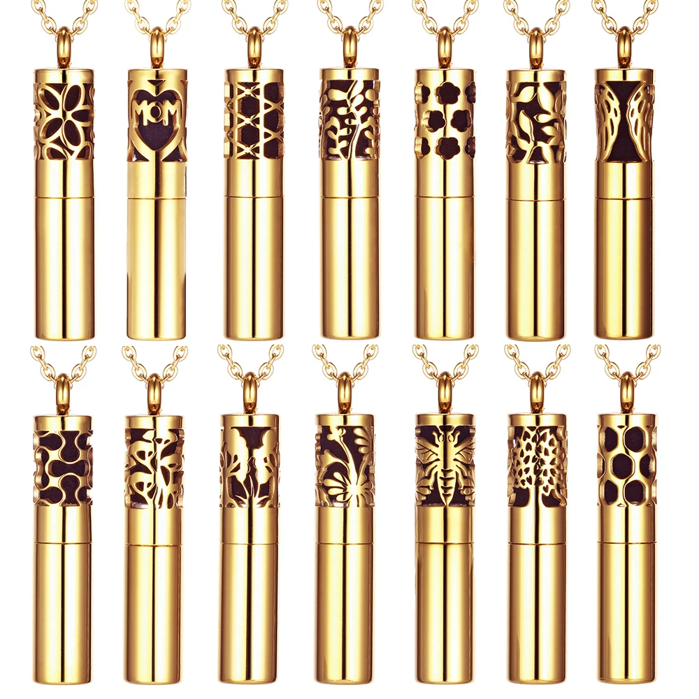Essential Oil Diffuser Necklace 316L Stainless Steel Locket Perfume Couple Pendant Bottle Jewelry with Felt Pad