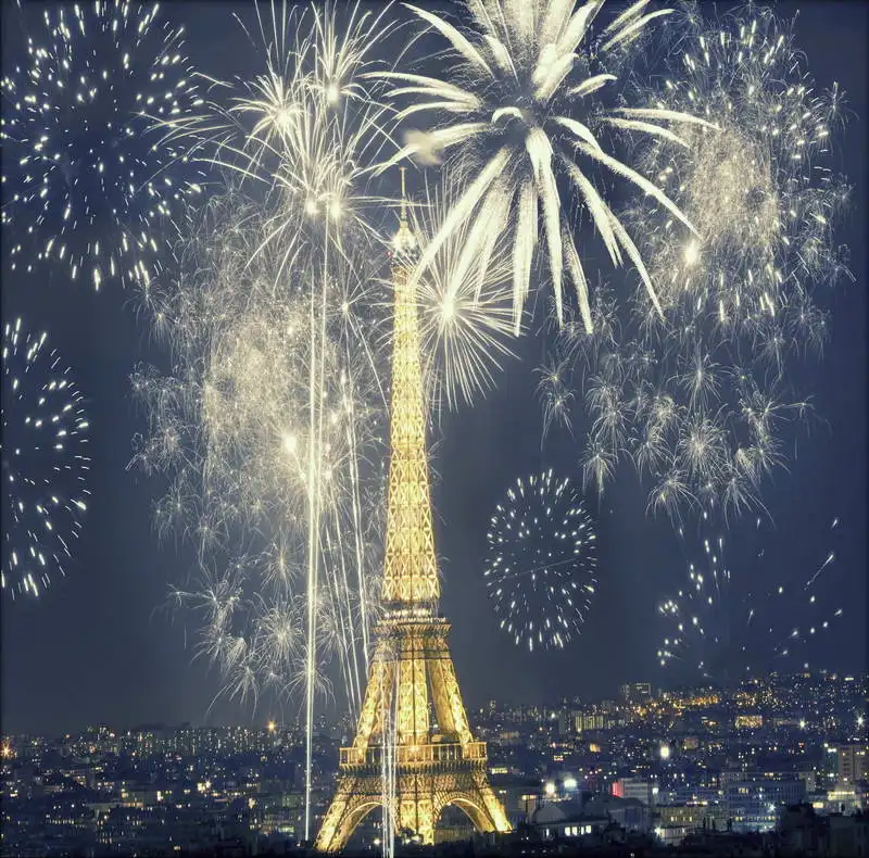 10x10ft Fireworks Paris Cityscape Eiffel Tower Custom Seamless Washable Wrinkle Free Photo Background Backdrop Polyester Fabric