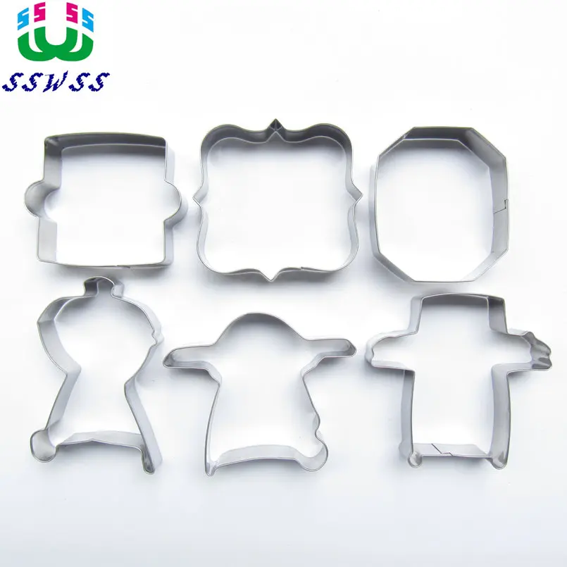 Six Geometry Shape Cake Cookie Biscuit Baking Molds,Mathematical Graph Cake Decorating Fondant Cutters Tools Stainless steel