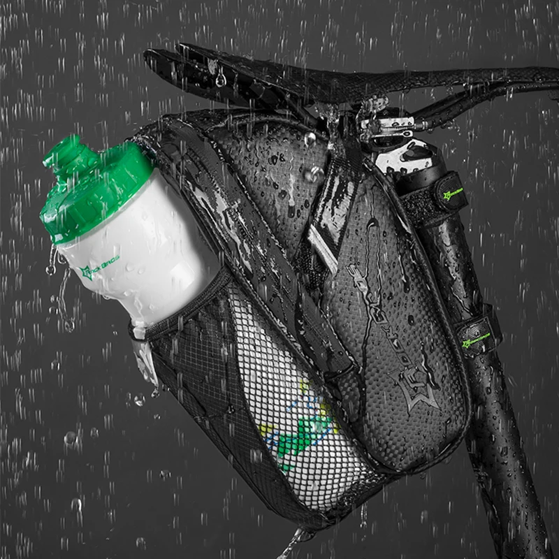 ROCKBROS Bicycle Saddle Bag With Water Bottle Pocket Waterproof MTB Bike Rear Bags Cycling Rear Seat Tail Bag Bike Accessories