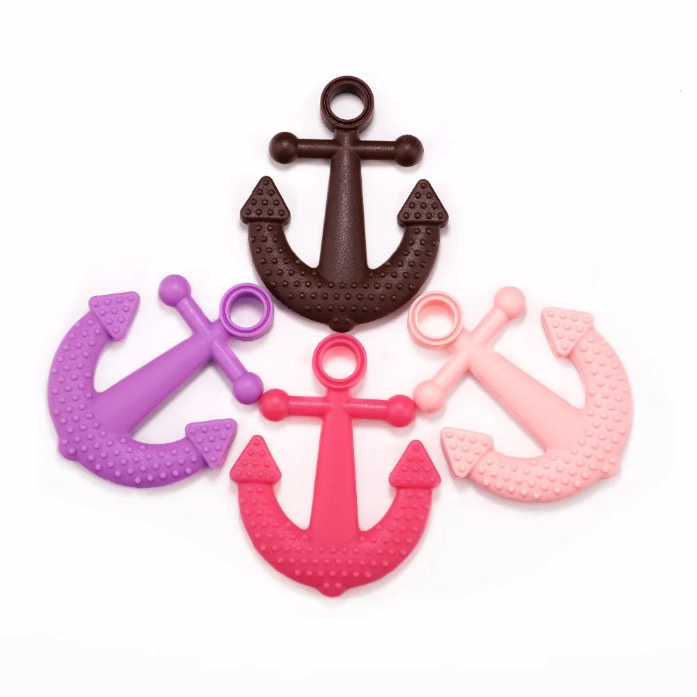 

Sutoyuen 2pc BPA Free Baby Slicone Teether Anchor Soft Chewable Diy Teething Necklace Pendants Chain Toys Accessory Baby Teether