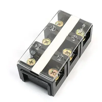 600V 60A Dual Rows 3P 3-Positions Barrier Terminal Block Black