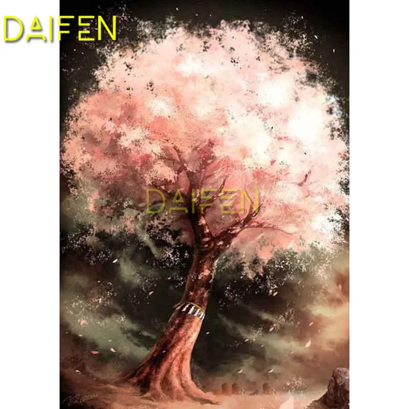 Full Square Diamond embroidery Cross stitch pink tree Starry sky  DIY 3D Diamond painting Full Round Diamond mosaic