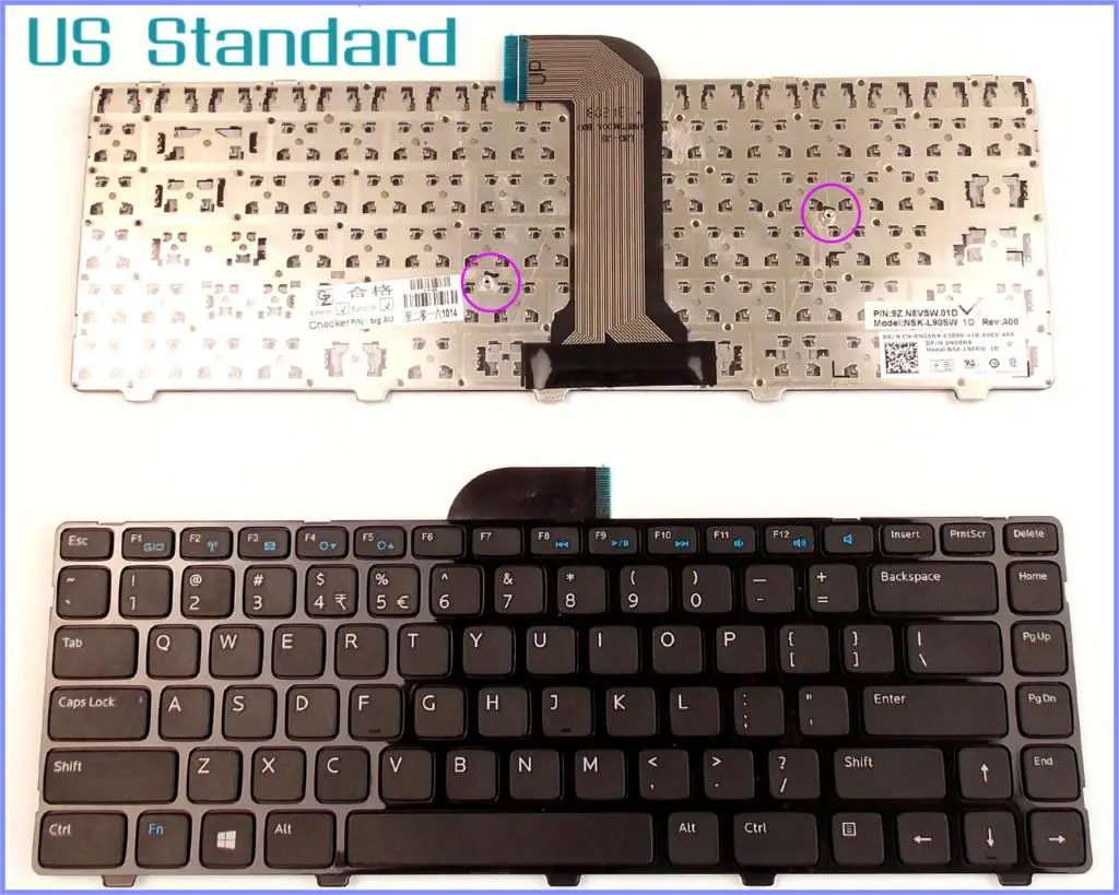 US English Version Keyboard for Dell Inspiron M431R 14 (3437) 14 (5437) 15z (5523) Laptop Non-backlit