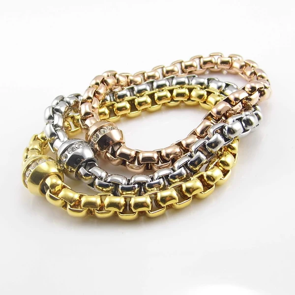 High Quality Wholesale Brand Name Jewelry New Fashion Bracelets Rose Gold Color Circular Magnet Crystal Women Bracelet