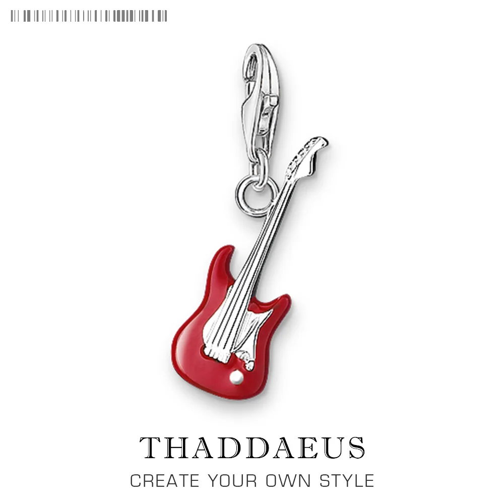 Fashion Women Rock Red Enamel Guitar Pendant Charm Fine Jewelry For Girls Men Enjoy Music Wholesale