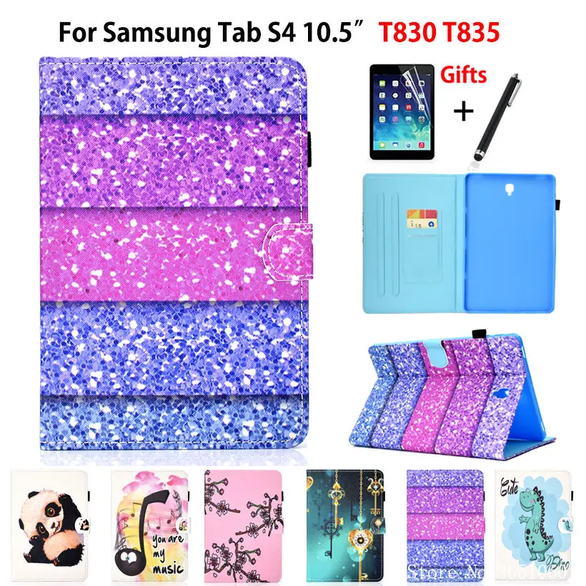 

Чехол для Samsung Galaxy Tab S4 10,5 "T830 T835 SM-T830 SM-T835 смарт-чехол для планшета с милым мультяшным рисунком, откидная крышка + пленка + ручка