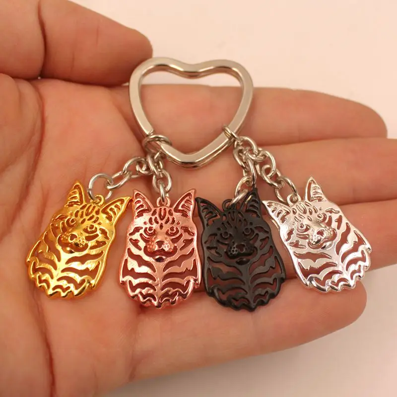 Maine Coon Cat Animal Gold Silver Plated Keychain Gift For Bag Car Women Men Male Female Girls Boys Love Jewelry Christmas