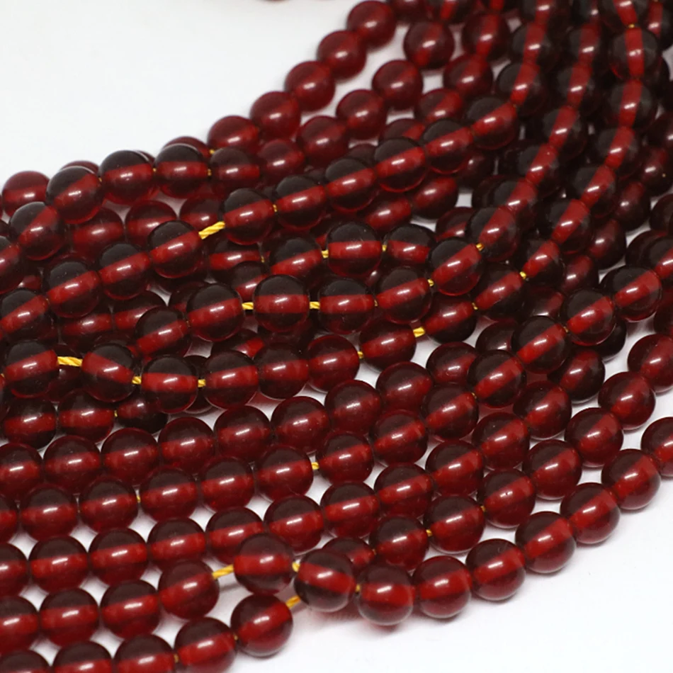 Hot sale dark red resin beeswax round faux beeswax 5mm 6mm 8mm 10mm loose beads spacers accessories jewelry making 15 inch B40