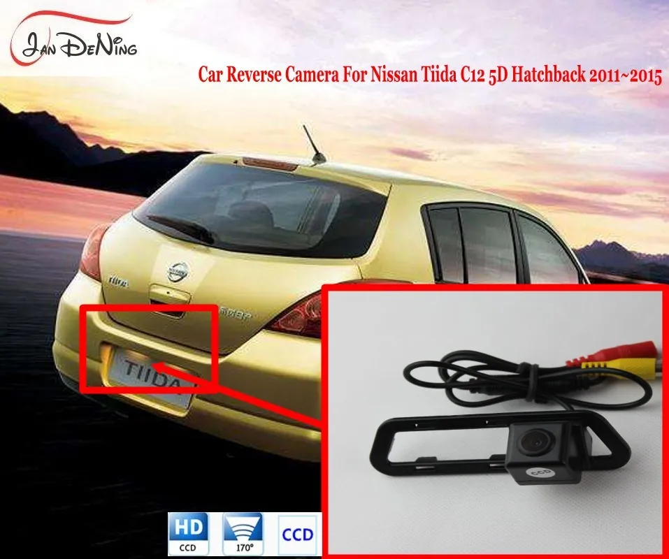 

JanDeNing Reverse Hole OEM HD CCD Car Rear View Parking/ Backup Reverse Camera For Nissan Tiida C12 5D Hatchback 2011-2015