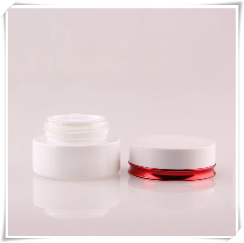 30G pear white  glass   jar with red line white lid ,cosmetic container,,cream jar,Cosmetic Jar,Cosmetic Packaging,glass bottle