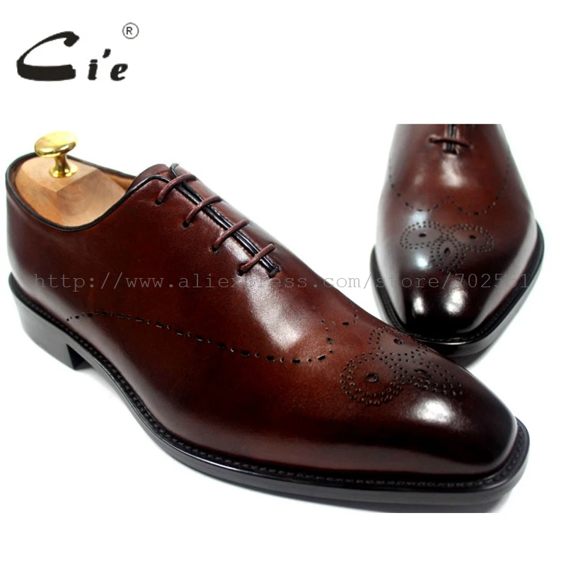 cie Square Toe Bespoke Custom Handmade Genuine Calf Leather Outsole Breathable Men\'s Oxfords Shoe Brown OX183 Mackayc/Blake raft