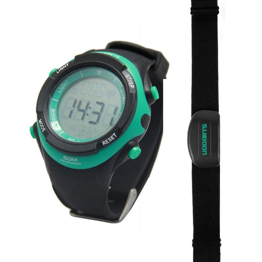 Udoarts Heart Rate Monitor with Chest Strap ,  Batteries and Screwdriver, Black / Green Nature