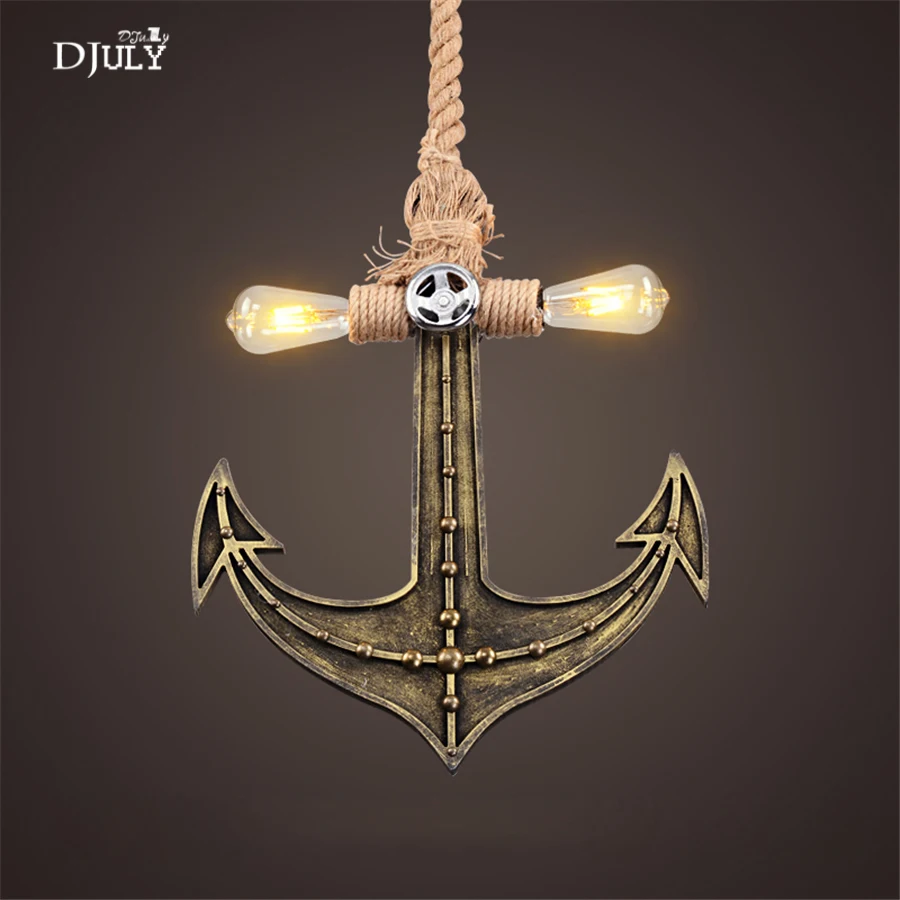 American Rope Anchor Vintage Pendant Lights Retro Industrial Decoration Loft Decor Hanging Lamp Bar Coffee Store Light Fixtures