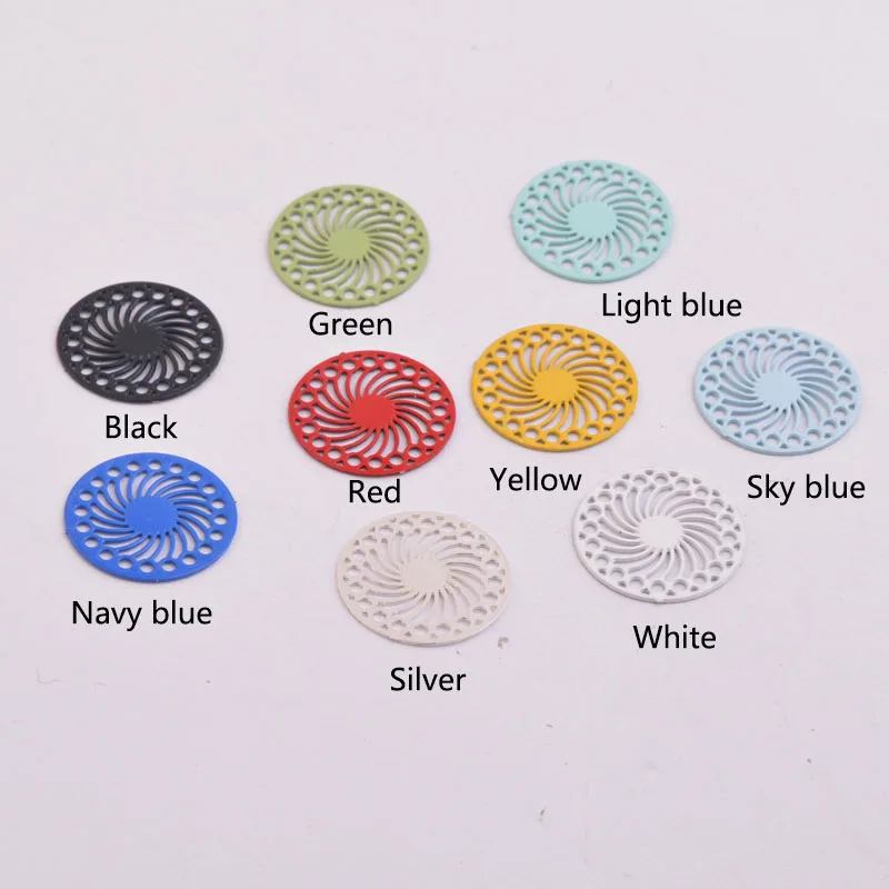 100 Stück AC1339 14mm Runder Verbinder Silberbeschichtet Kaleidoskop-Charm Halskette Ohrring Kleiner Runder Anhänger – Detail 1