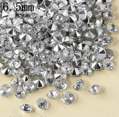 Free Shipping ! 1000 pcs /  6.5mm 1 Carat Silver Acrylic Dimond Confetti Wedding Party favor  Decoration