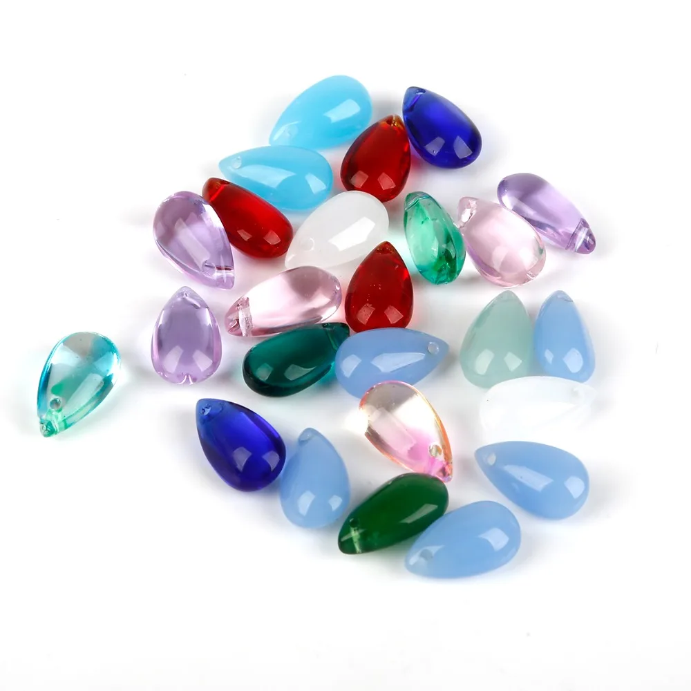 Mix 20Colors 14*8mm Glass Beads Czech Drop Water Pendant Shape Beads 5Pcs/lot Glass Loose Beads Jewelry Material diy Earrings