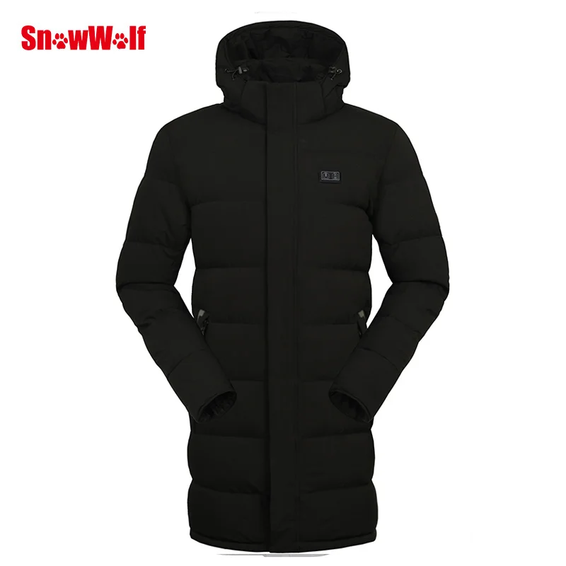 SNOWWOLF Men Winter Fishing Clothes Outdoor USB Infraded Heating Hooded Cotton Jacket Hiking Fishing Thermal Clothing Coat