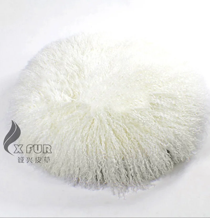 

CX-D-76 Round Genuine Mongolia Lamb Fur Pillow Case Cover ~ DROP SHIPPING