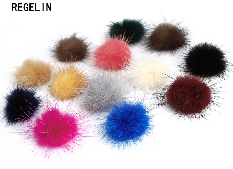 REGELIN Fashion Mink Fur Ball 100PCS 30MM Fur Pompom DIY Jewelry Making Findings Mink Ball for shoes jewelry cloth