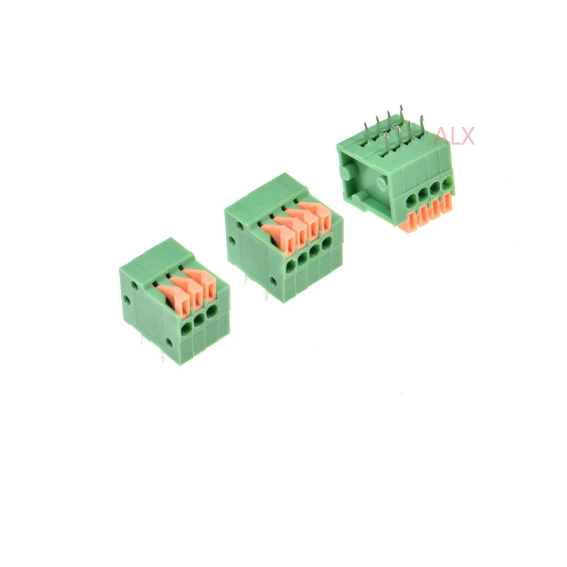 50PCS KF141R 2/3/4/5/6/7/8/9 pin spring terminal block connector 2.54MM pitch right angle 2p 3p 4p 5P FOR pcb mounted splicing