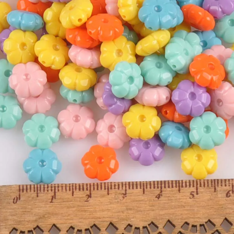 50pcs 10mm Mixed Color Acrylic Flower pattern spacer Beads For Jewelry Making YKL0606X