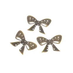 MIAOCHI DIY 25PCs Antique Bronze Filigree Wraps Bow-knot Connectors Metal Crafts Gift Decoration DIY Findings 38*26mm