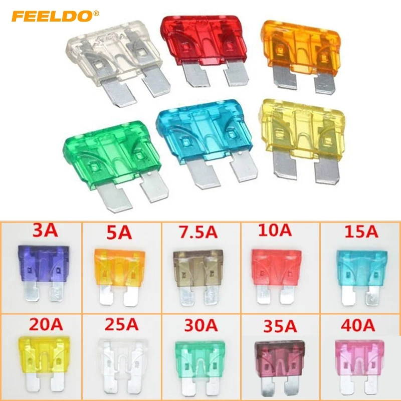 

FEELDO 10Pcs Middle Size Zinc Alloy Car Auto Motorcycle Boat Blade Fuse 3A-40A For Choice