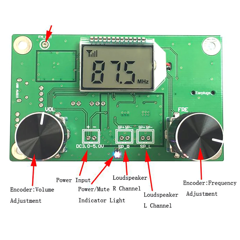 FM Radio Receiver Module LCD Display Frequency Modulation Stereo Radio Receiver Board PCB Circuit Board With Silencing 3-5V