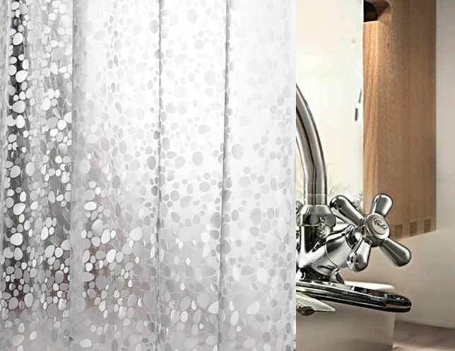 Transparent PVCwaterproof shower curtain mildew can be customized thickened wide oval marbled fabric shower curtain hook to send