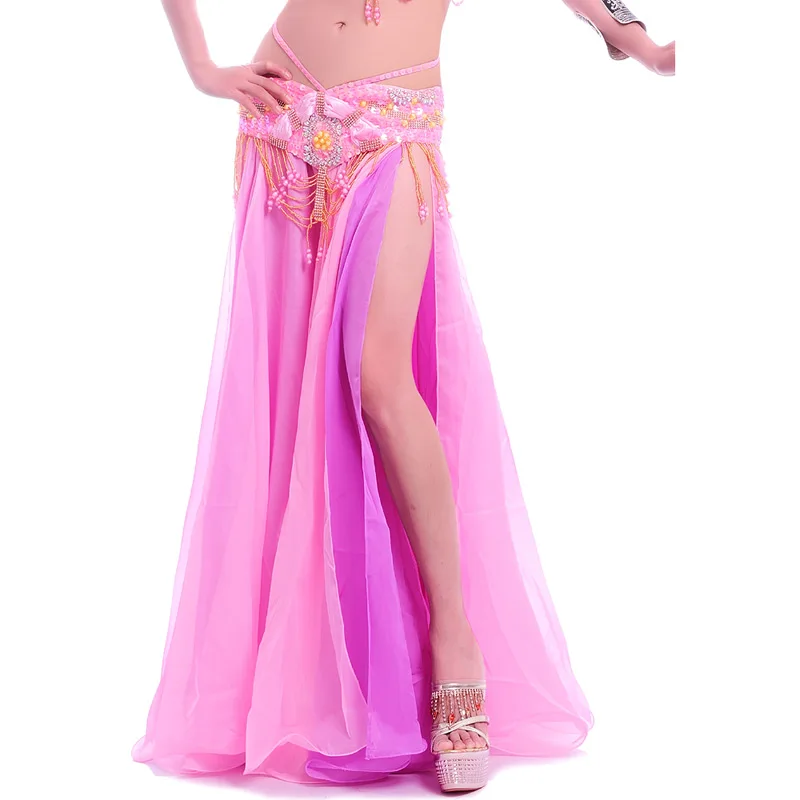 Grote Schommel Buikdans Rokken Vrouwen Buikdans Kostuum 2 Slits Chiffon Rok Belly Dancer Rok Prestaties Buikdansen Rokken