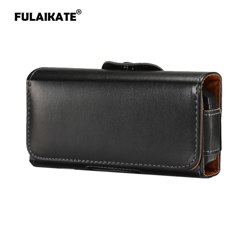 FULAIKATE Universal Leather Waist Bag for ZTE L660 Old Men Mobile Phone Portable Pocket for Neken EN3 Smooth Climbing Pouch 3 cm