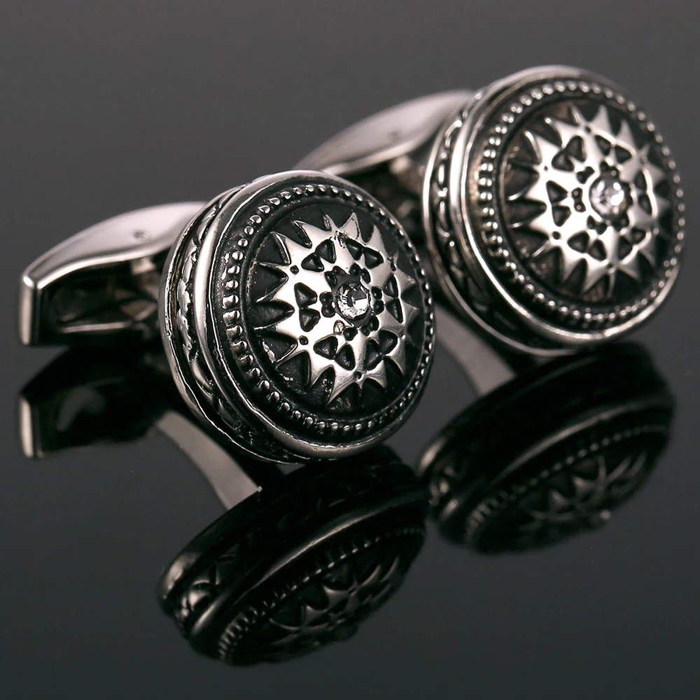 VAGULA Gemelos Classic Silver-color Rhineston Copper Black Painting Men\'s Cufflink Wedding Suit Shirt Buttons Cuff links 51435
